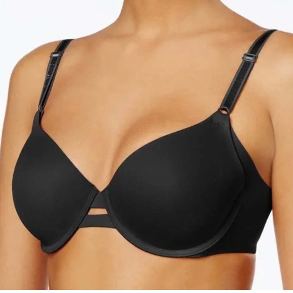 WARNERS NWT No Side Effects Black Underwire Lt. Lined t-Shirt Smoothing Bra 38D